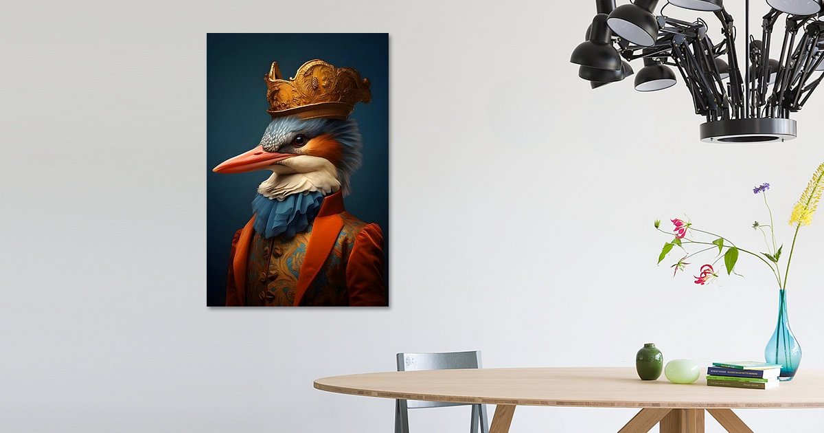 De KING Fisher Portret Van But First Framing Op Canvas Behang En Meer de-king-fisher-portret-van-but-first-framing-op-canvas-behang-en-meer